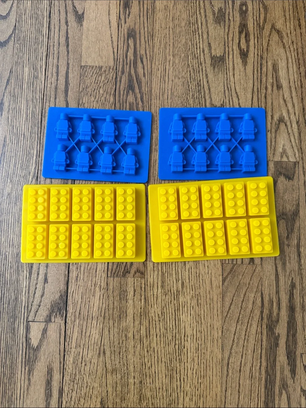 4 Piece Lego Blue & Yellow Silicone Molds MinFig & Bricks